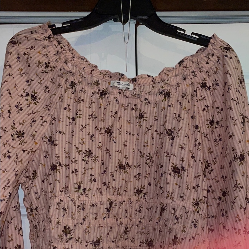 🛑SOLD🛑 Madewell Pink Smocked Blouse with 3/4 Sleeves - Picture 5 of 8